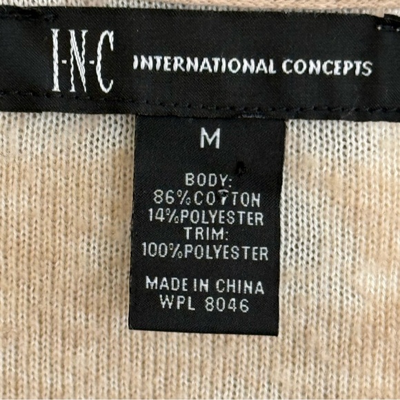 INC International Concept Soft Tan and Cream Fringed Open Cardigan Women’s M GUC - Picture 4 of 11
